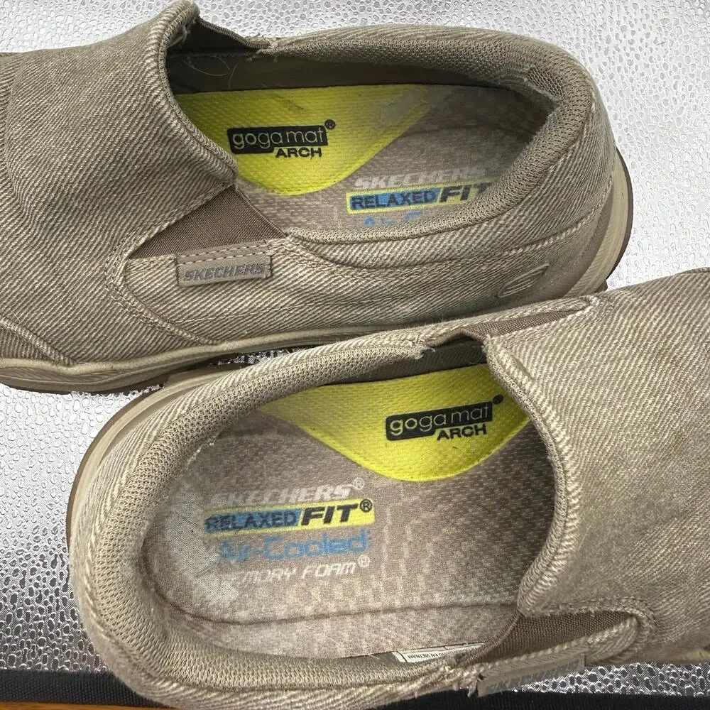 Skechers Respected Fallston Men 8.5 Taupe Slip On Relaxed Fit Goodyear 204387
